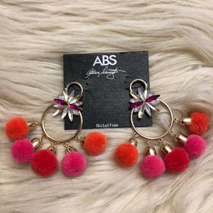 ABS by Allen Schwartz Pom Pom chandelier earrings